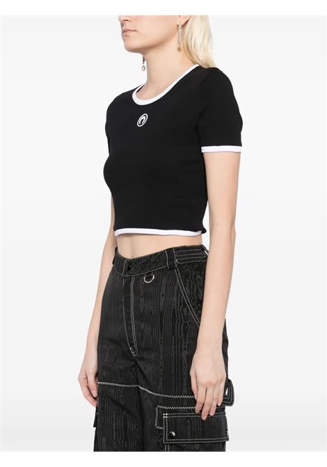 moon logo bicolor jersey ss cropped top MARINE SERRE | WTO087ACJER0008BK96